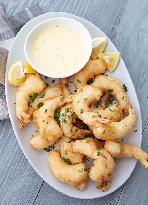 Crispy Fried Shrimp With Meyer Lemon Aioli | Italian Food Forever Tilapia Dishes, Fried Zucchini Flowers, Crispy Fried Shrimp, Baked Salmon And Asparagus, May Contain Alcohol, Large Meals, Summer Appetizers, Fried Recipes, Lemon Aioli