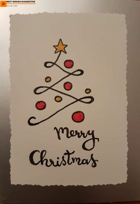 Diy Christmas Card Ideas, Diy Christmas Card, Christmas Card Ideas, Simple Christmas Cards, Christmas Doodles, Christmas Card Art, Merry Christmas Images, Handmade Christmas Tree, Watercolor Christmas Cards