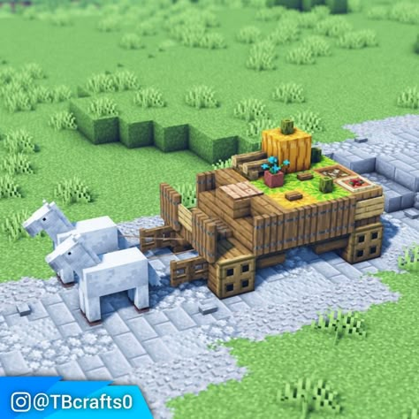 Check out my Instagram page for more Minecraft Designs! Minecraft Wagons And Carts, Minecraft Wagon, Minecraft Cart, Medieval Wagon, Pirate Minecraft, Wagon Ideas, Minecraft Building Guide, Rumah Minecraft Sederhana, Minecraft Idea