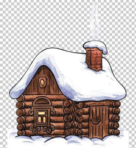 Cottage Drawing, Christmas Border, Winter Clipart, Cottage Christmas, Winter Cabin, House Drawing, Cottage House, Christmas Drawing, Winter House