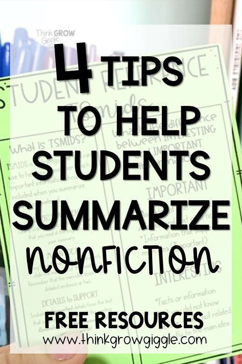 Summarizing nonfiction texts making you feel the stress? Check out these 4 simple tips for helping students learn how to summarize nonfiction passages and readings. Click the pin to learn these 4 new strategies that you can use right away! Summarize Nonfiction, Teaching Summary Writing, Nonfiction Summary, Summarizing Anchor Chart, Teaching Summarizing, Nonfiction Reading Strategies, Teaching Summary, How To Summarize, Academic Coaching