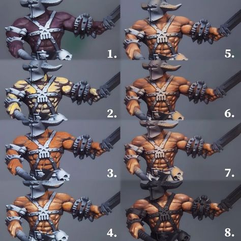 Warhammer Custom Miniatures, Mini Figure Painting, Skin Painting Tutorial, Warhammer 40k Painting Tips, Warhammer Painting Tutorial, Painting Warhammer, Warhammer 40k Miniatures Tutorials How To Paint, Miniature Figures Fantasy, Painting Figurines