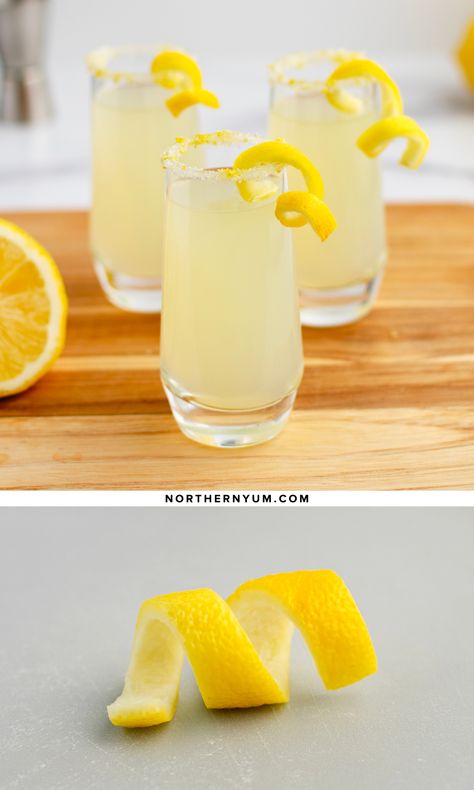 Ways To Garnish Drinks, How To Make A Lemon Twist Garnish, Lemon Garnish Cocktail, Drinks Garnish Ideas, Lemon Cocktail Garnish, Lemon Garnish Ideas, Lemon Twist Garnish, Drink Garnish Ideas, Garnish Drink