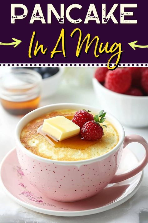 When you need a quick single-serve breakfast, try this pancake in a mug recipe! It's perfectly portioned, deliciously sweet, and wonderfully fluffy. Healthy Kids Pancakes, Pancake In A Mug, Easy Microwave Desserts, Kids Breakfast Recipes, Healthy Kids Breakfast, In A Mug Recipes, Single Serve Breakfast, Meals In A Mug, Microwave Desserts