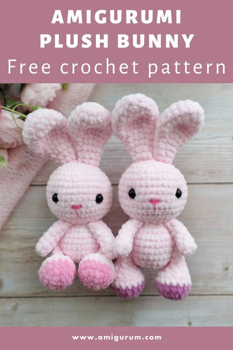 FREE amigurumi plush bunny pattern #amigurumi #amigurumipattern #crochettoy #amigurumitoy #amigurumidoll #crochetdoll #crochetpattern #crochetbunny #amigurumibunny #freeamigurumipatterns Plush Bunny Pattern, Crochet Stuffy, Easter Crochet Patterns Free, Crocheted Stuffed Animals, Crochet Toys Free, Easy Crochet Animals, Crochet Bunny Pattern, Crochet Plushies, Crochet Dolls Free Patterns