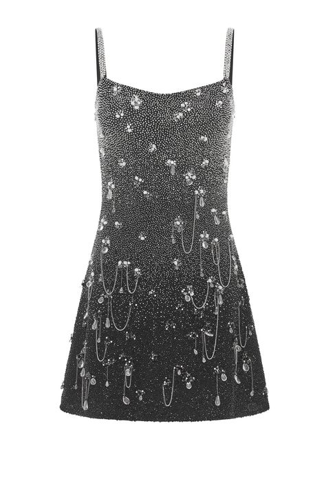 Mini Black Sparkly Dress, Celestial Mini Dress, Birthday Black And Silver, Crystal Gloves, Embellished Outfit, Silver Beaded Dress, Clio Peppiatt, Dress Png, Silver Mini Dress