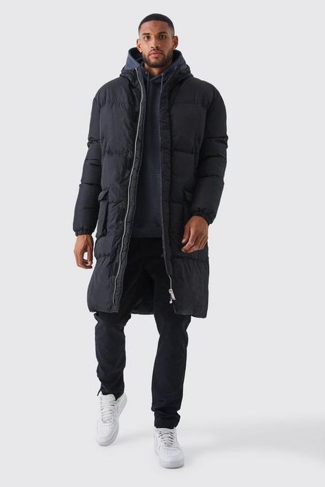 Long Puffer Jacket Outfit, Puffer Jacket Oversized, Puffer Jacket Outfit, Plus Size Joggers, Borg Jacket, Party Mode, Hooded Puffer Jacket, Tall Hoodies, Mens Winter Coat