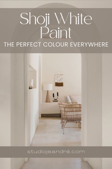 Choosing the right paint colour for your home can be overwhelming, but finding a paint colour that works well throughout the entire house can be even more challenging. Enter Shoji White, a versatile and timeless neutral paint colour that can transform any space into a cohesive and inviting environment. In this blog post, we'll explore why Shoji White by Sherwin Williams is the perfect paint colour for the whole house. #paintcolourwholehouse #wholehousecolourpalette #shojiwhite Shoji White Vs Navajo White, Sherwin Williams White Hyacinth, Shoji White Sherwin Williams Interior, Sherman Williams Shoji White, Shoji White Trim Color, Trim Color For Shoji White Walls, Snowbound Vs Shoji White, Shoji White With Contrast Trim, Colors That Go With Shoji White