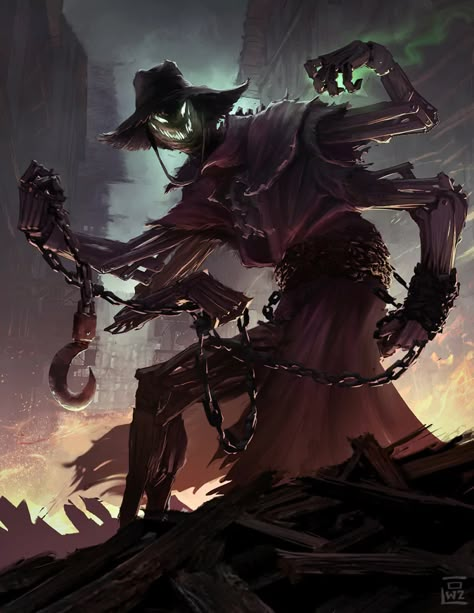 Scarecrow Art Dark Creatures, Dnd Monsters, 다크 판타지, Odaiba, Monster Concept Art, Fantasy Monster, Fantasy Creatures Art, Creepy Art, Monster Design