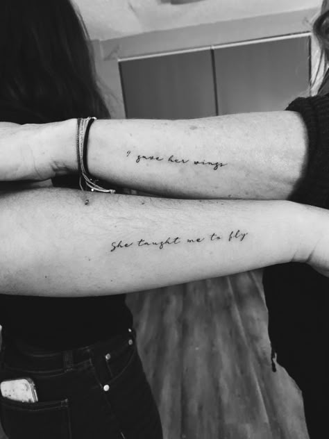 Brother And Sister Tattoo Ideas Quotes, Father Daughter Tattoos Quotes, Mother And Daughter Quotes Tattoos, Mother Daughter Writing Tattoos, Arm Saying Tattoos For Women, Mother Daughter Sayings, Mom And Daughter Tattoos Matching Quotes, Tattoo Quotes For Sisters, Mom And Daughter Quote Tattoos