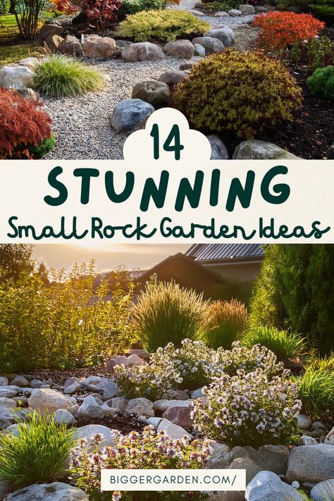 A tranquil rock garden with stepping stones, showcasing small corner garden ideas for backyards with plants and decorative rocks. Sloped Rock Garden Landscaping, Rustic Rock Garden Ideas, Rock Memorial Garden, Container Rock Garden Ideas, Corner Yard Landscaping, Corner Yard Landscaping Ideas Backyards, Corner Yard Landscaping Ideas, Front Of Home Landscaping Ideas, Small Rock Garden Ideas