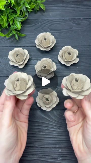 Flower From Egg Tray, Flowers With Egg Cartons, Egg Carton Roses, Crafts With Egg Trays, Eggboxes Craft, Egg Trays Craft Ideas, Egg Tray Diy, Egg Tray Craft Diy, Flowerbox Diy