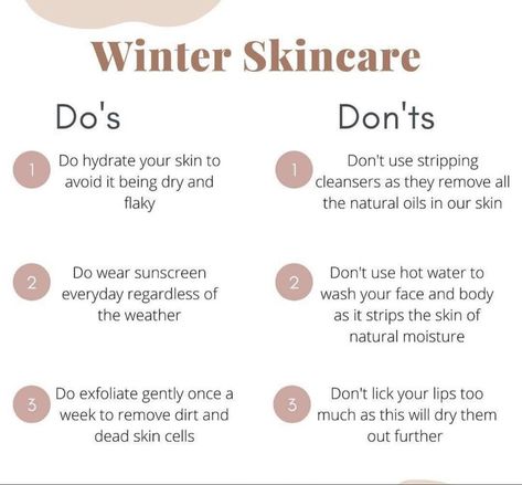 Esthetician Dos And Donts, Do This Not That Skincare, Wednesday Skincare Tips, Dos And Donts Skincare, Skincare Dos And Donts, Skincare Posts For Instagram, Skin Care Winter, Winter Skin Care Tips, Winter Skincare Routine