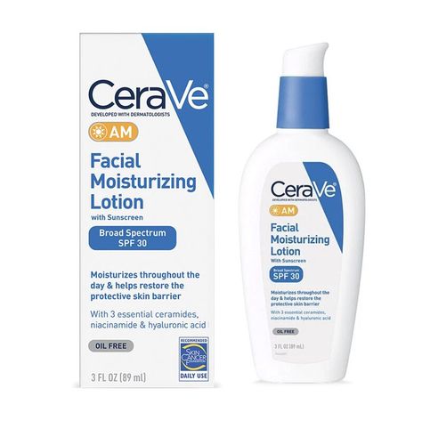 CeraVe AM Facial Moisturizing Lotion SPF 30 | Oil-Free Face Moisturizer with Sunscreen | Non-Comedogenic | 3 Ounce Bueaty Products, Cerave Sunscreen, Moisturizer With Sunscreen, Cerave Moisturizer, Cerave Skincare, Zinc Oxide Sunscreen, Sunscreen Face, Morning Skincare Routine, Facial Lotion