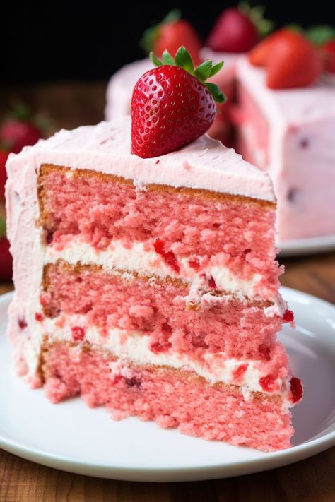 Best Strawberry Cake Ever - That Oven Feelin Best Strawberry Cake Ever, Strawberry Reduction, The Best Strawberry Cake, Gluten Free Strawberry Cake, Best Strawberry Cake, Strawberry Cake From Scratch, Delicious Strawberry Cake, Smooth Buttercream, Cake Preparation