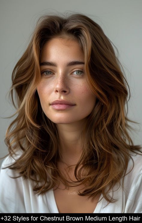 Discover stylish medium length haircuts! Explore elegant shoulder waves, chic mid-length layers, and sophisticated layered styles perfect for refreshing your look. Brown Medium Length Hair, Cuts For Wavy Hair, Wavy Haircuts Medium, Wavy Layered Hair, Mid Length Layered Haircuts, Model Hairstyles, Medium Length Wavy Hair, Medium Length Haircuts, Wavy Hairstyles Medium