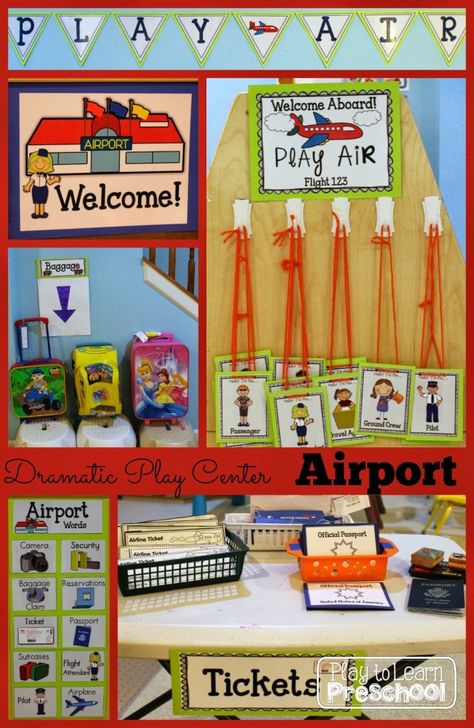 Airport Dramatic Play, Airport Theme, Play To Learn Preschool, Preschool Dramatic Play, Dramatic Play Themes, Preschool Transportation, Transportation Unit, Dramatic Play Ideas, Dramatic Play Center