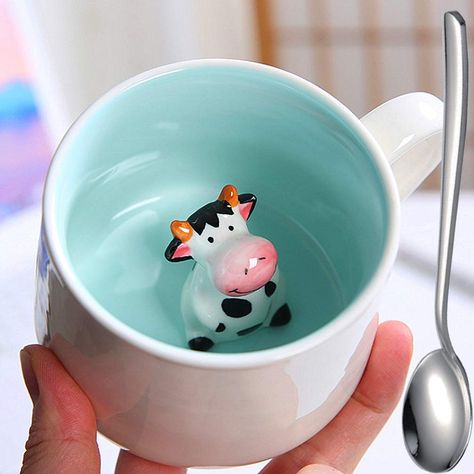 Cow Mug, Cartoon Cow, Frog Figurines, Animal Mugs, Birthday Cup, Milk Cup, Novelty Mugs, Ceramics Pottery Art, Cute Cups