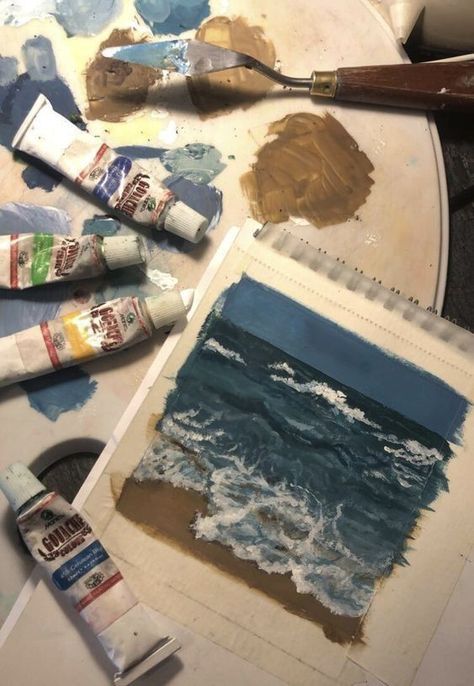 Artsy Aesthetic, Artist Aesthetic, Sea Painting, Arte Inspo, Beginner Painting, Art Inspiration Painting, Painting Inspo, Art Aesthetic, 그림 그리기