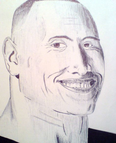 The Rock with an upsetting amount of facial detail: | The 30 Most Horrifying Fan Tributes Of All Time Bad Fan Art, Terrifying Pictures, Nick Cage, Bad Painting, Cant Stop Laughing, Bad Drawings, Creepy Guy, Bad Art, Celebrity Drawings