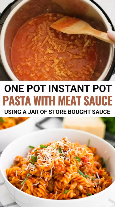 Pasta With Meat, One Pot Spaghetti, Pasta With Meat Sauce, Instant Pot Pasta, Instant Pot Pasta Recipe, Pot Noodle, Meat Sauce Recipes, Meat Pasta, Sauce Pasta