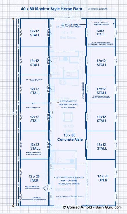 Monitor Horse Barn Plans 10 Stall Horse Barn Floor Plans, Horse Barn Blueprints, 8 Stall Horse Barn Plans, 6 Stall Horse Barn Plans, Multi Animal Barn Layout, Stables Layout, Horse Farm Layout With House, Barn Plans Layout, Horse Barn Layout