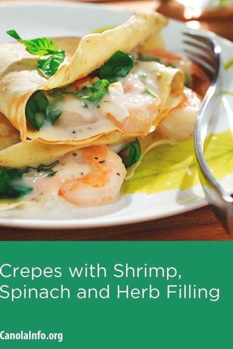 Seafood Crepes Recipe, Dinner Recipes Diet, Crepes Savory, Dinner Crepes, Crepes Recipe Breakfast, Recipes Crepes, Crepe Recipe Savory, Shrimp Spinach, Easy Crepe Recipe