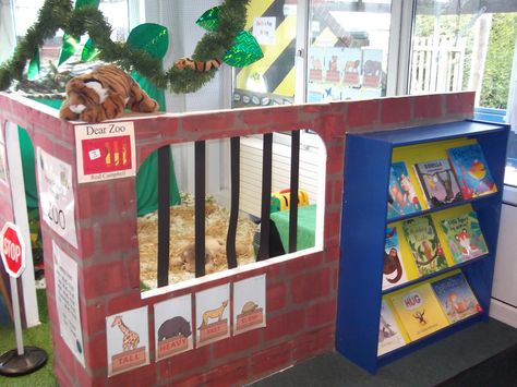 Animal Role Play Area Eyfs, Zoo Daycare Theme, Zoo Dramatic Play Center, Zoo Play Ideas, Zoo Role Play Area, Zoo Dramatic Play Preschool, Dear Zoo Activities Eyfs, Zoo Dramatic Play, Dear Zoo Activities