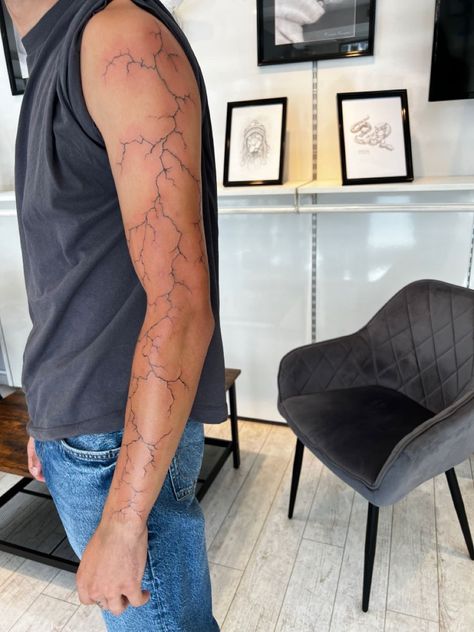 Mens Lightning Bolt Tattoo, Lighting Forearm Tattoo, Thunder Arm Tattoo, Thunderstorm Tattoo Sleeve, Tattoo Thunder And Lightning, Lightning Bolt Leg Tattoo, Lightning Strike Tattoo Arm, Thunder Shoulder Tattoo, Lightening Bolt Tattoo Arm