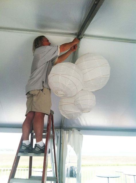 DIY: Paper Flower Chandelier | 35 Main Paper Lantern Cluster, Paper Flower Chandelier Diy, Paper Lantern Chandelier Diy, How To Hang Paper Lanterns, Lanterns In Bedroom, Paper Lanterns Diy Hanging, Flower Chandelier Diy, Paper Lantern Chandelier, Paper Lantern Centerpieces