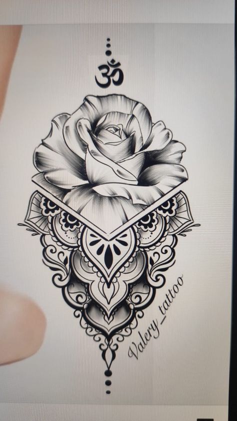 Rose With Mandala Tattoo Design, Continue Tattoo, Rose Mandala Tattoo, Tattoo Semicolon, Snowman Tattoo, Maa Tattoo Designs, Back Of Thigh Tattoo, Maa Tattoo, Word Tattoos With Meaning