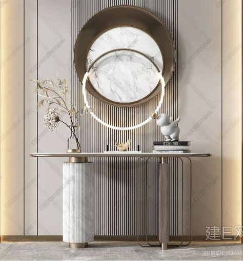 Console Table Decorating, Art Deco Interior Design, Foyer Design, Interior Wall Design, Home Entrance Decor, Interior Concept, Luxury Homes Interior, Entrance Decor, Decor Home Living Room