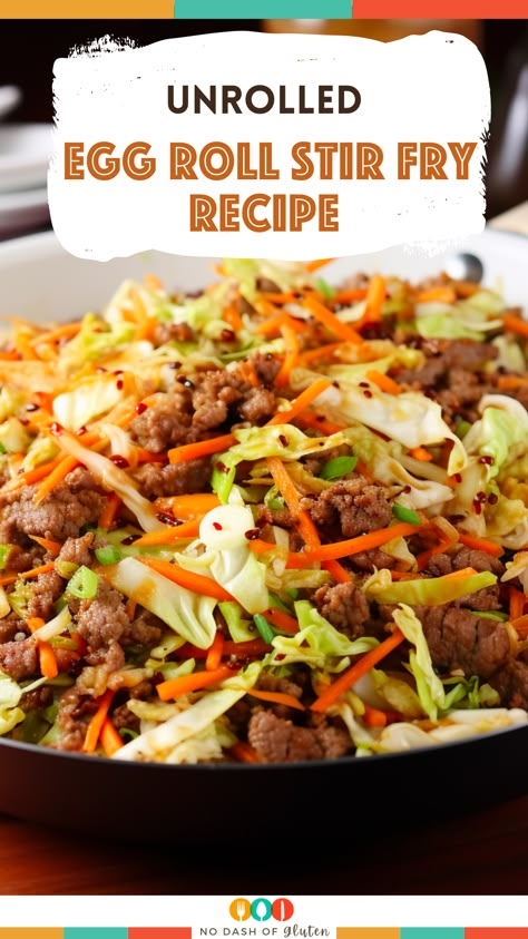 Elevate your weeknight dinner with the Unrolled Egg Roll Stir Fry! Bursting with savory flavors, this quick and easy Chinese dish features lean ground meat, vibrant veggies, and a mouthwatering sauce. Create a culinary masterpiece in just 15 minutes. Try it today and savor the taste of homemade gourmet! Egg Roll Stir Fry, Stir Fried Cabbage Recipes, Stir Fried Cabbage, Recipe With Cabbage, Fried Cabbage Recipes, Egg And Grapefruit Diet, South Your Mouth, Eggroll In A Bowl, Egg Roll In A Bowl