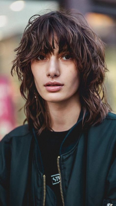 Men's shaggy braid hairstyles 2024 16 ideas: Fashion Guide - mens-talk.online Men With Long Fluffy Hair, Long Hair Mullet Straight Hair, Mens Long Hairstyles Shoulder Length, Long Shag Mullet Men, Long Bangs Men Haircut, Rocker Haircut Men, Queer Long Hairstyles, Men Shag Mullet, Men’s Wolfcut Long