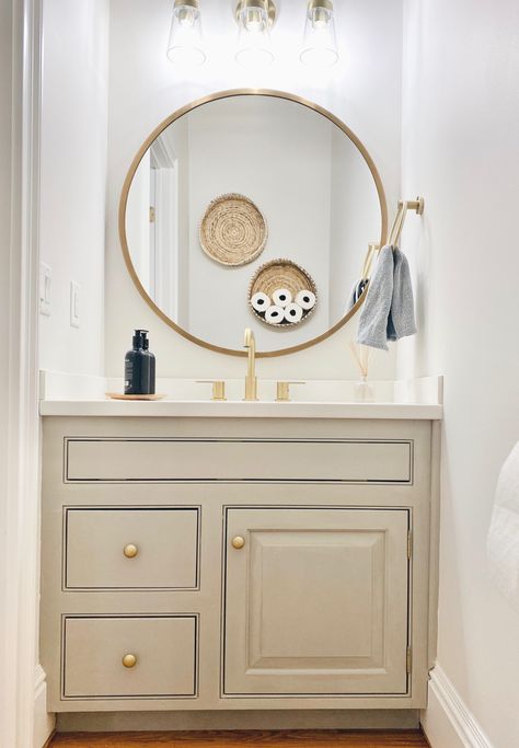 Budget Friendly Powder Room Makeover - Pinteresting Plans Light Neutral Paint Colors, Powder Room Makeover, Bath Inspiration, Neutral Paint Colors, Favorite Paint Colors, Neutral Paint, Room Update, Budget Bathroom, Painting Trim