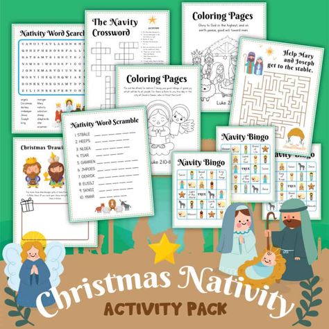 Nativity Activities, Nativity Bingo, Preschool Ministry, Nativity Activity, Nativity Coloring Pages, Preschool Christmas Activities, Bethlehem Christmas, Christ Centered Christmas, Christmas Nativity Set