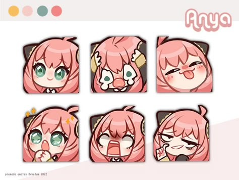 Anya Twitch, YouTube, Discord Emotes Kawaii Discord Emotes, Vtuber Emotions, Anime Emotes Discord, Anime Twitch Emotes, Free Discord Emotes, Emotes For Discord, Free Twitch Emotes, Emotes For Twitch, Kawaii Emotes