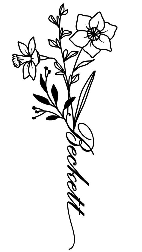 Name Flower Tattoo, Flower Tattoo Stencils, Piercing Inspiration, Name Flower, Back Piece Tattoo, Narcissus Flower, Birth Flower Tattoos, Flower Names, Flower Tattoo Designs