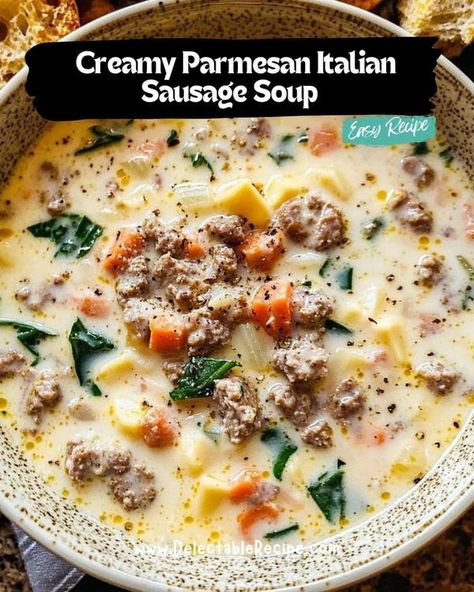 Sausage Soup Crockpot, Italian Sausage And Potato Soup, Ditalini Soup, Sausage And Potato Soup, Autumn Countryside, Sausage Potato Soup, Creamy Soup Recipes, Sausage Soup Recipes, Sausage Dinner