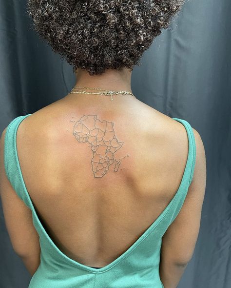 Africa Back Tattoo, Map Of Africa Tattoo, Africa Map Tattoo, Africa Tattoo, Africa Tattoos, Africa Continent, Map Tattoos, Back Of Neck Tattoo, Neck Tattoos Women