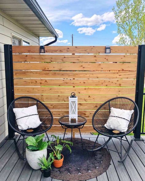 deck patio privacy ideas meagan_marquis_living Patio Privacy Ideas, Privacy Ideas, Small Outdoor Patios, Deck Privacy, Patio Privacy, Backyard Privacy, Privacy Walls, Patio Wall, Privacy Screen Outdoor