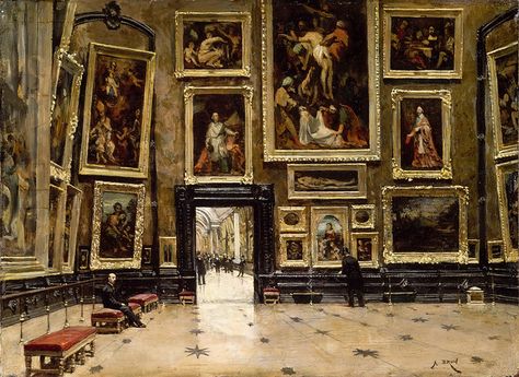 Alexandre Brun - View of the Salon Carré at the Louvre [c.1880] | Flickr - Photo Sharing! Pierre Auguste Cot, متحف فني, Art Parisien, Museum Interior, Galleria D'arte, Night At The Museum, Museums In Paris, Art Ancien, Louvre Paris