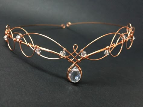 Circlet Tiara in Copper (Rose Gold) with Rock Crystal & Swarovski Crystal Wedding Headpiece Medieval Renaissance by SweetElvenChestnut on Etsy Crystal Headpiece Wedding, Rose Gold Tiara, Gold Tiara, Beautiful Tiaras, Chique Outfits, Magical Jewelry, Crystal Wedding, Wedding Headpiece, Tiaras And Crowns