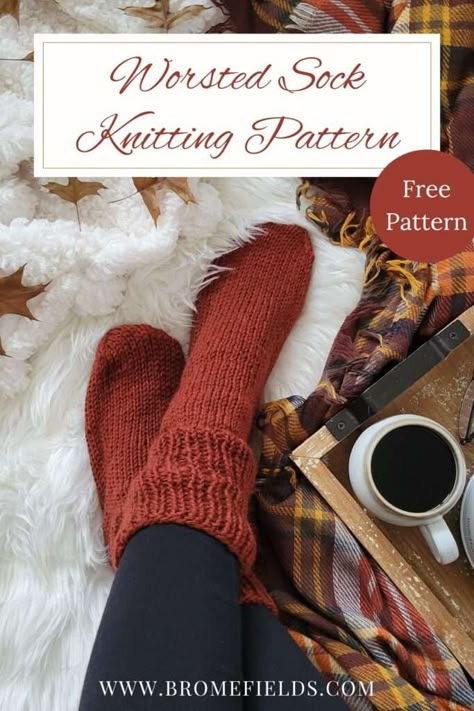 Easy Tube Sock Knitting Pattern, Knitted Sock Patterns Free Easy, Knit Slipper Socks Free Pattern, Free Beginner Sock Knitting Pattern, Toe Up Sock Patterns Knitting Free, Easy Sock Pattern, Beginner Knit Socks Free Pattern, Basic Sock Knitting Pattern Free, Two Needle Socks Free Pattern