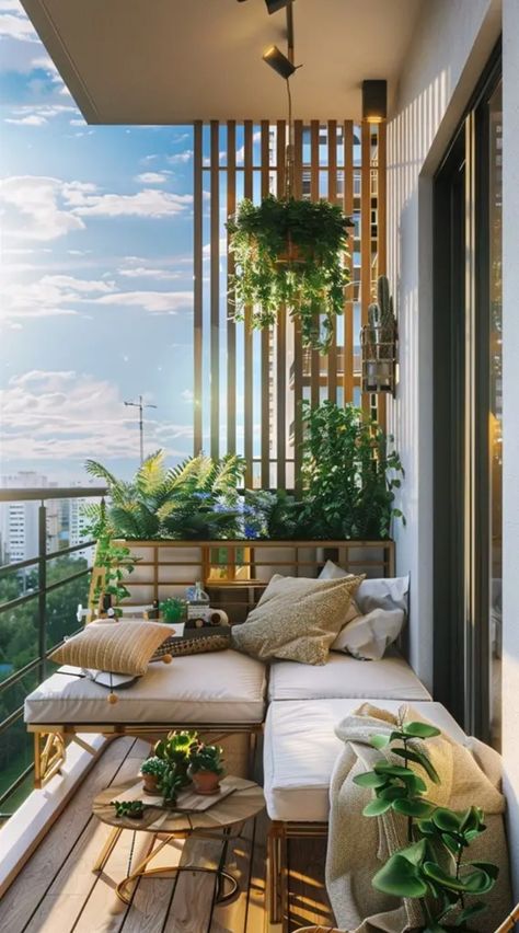 Small Outdoor Balcony Ideas, Modern Balcony Design, Modern Balcony Ideas, Balcony Ideas House, Condo Balcony, Balkon Decor, Modern Balcony, Small Balcony Garden, Small Balcony Design