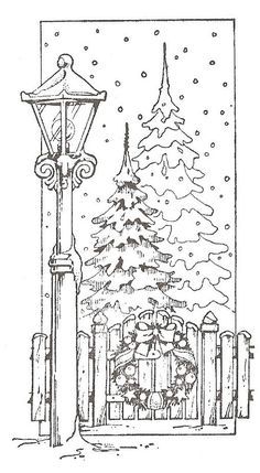 카드 디자인, Christmas Coloring, Christmas Drawing, Digi Stamps, Christmas Coloring Pages, Christmas Embroidery, Color Pages, Street Light, Coloring Pictures