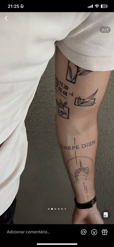 Line Work Arm Tattoo, Tiny Geometric Tattoo, Petrichor Tattoo, Fine Line Tattoo Men, Tattoo Patch Work, Tattoo Carpe Diem, Tattoo Homme, Simple Forearm Tattoos, Inner Forearm Tattoo