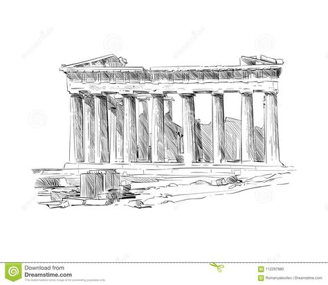 Acropolis of Athens. the Parthenon. Athens. Greece. Hand Drawn Sketch. Vector Illustration Stock Vector - Illustration of calendar, athens: 112297880 Parthenon Athens, Acropolis Of Athens, Athens Acropolis, The Parthenon, Architecture Building Design, Acropolis, Athens Greece, Architecture Building, Building Design