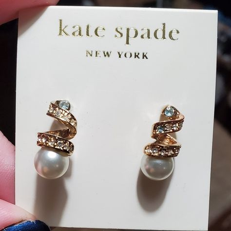 Kate Spade Earrings With Genuine Pearl Spade Earrings, Medical Bills, Kate Spade Earrings, Spade Jewelry, Kate Spade Jewelry, Display Cards, Pearl Color, Three Stone, Dogs And Cats