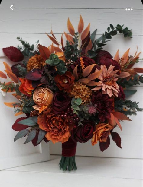 Fall Wedding Color Schemes, Cinnamon Orange, Bridal Bouquet Fall, Flowers And Greenery, Wedding Themes Fall, Fall Wedding Bouquets, Fall Wedding Flowers, Wedding Theme Colors, Future Wedding Plans